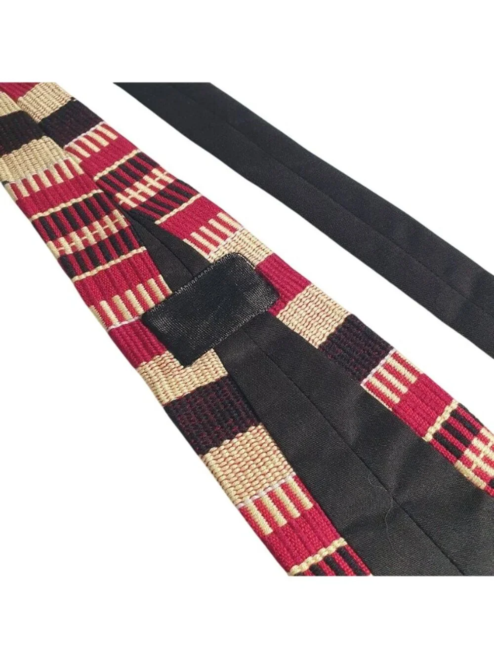 Red Beige Black Striped Men Tie Set Handmade Woven Pattern Neckties Vintage Gift